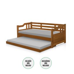 Sofa Cama Solteiro Madeira com Cama Auxiliar Atraente Castanho - 2