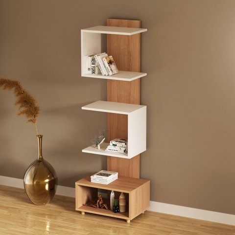 Estante de Livros 38,4CMX139,4cm Multiuso E1727 Tecno Laranja/Amêndoa/Branco
