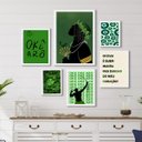 Ver imagem 1 de Composição Quadros Decorativos Oxóssi verde - com Vidro:madeira Preta
