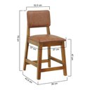Ver imagem 5 de Kit 2 Banquetas Paris Madeira Maciça 39cm Amêndoa com Assento Estofado Corano Marrom Mescla