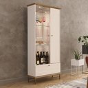 Ver imagem 1 de Cristaleira Império Led e Espelho Mdf 25mm Vidro 4mm Soft Close Design Moderno Lukaliam Off/dourado