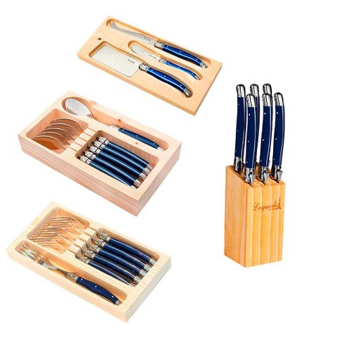 Conjunto de Talheres Luxo 21 Peças Original Laguiole La Tour - Azul