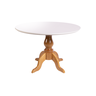 Mesa de Madeira Vintage Cor Mel Tampo Off White com Vidro - 1