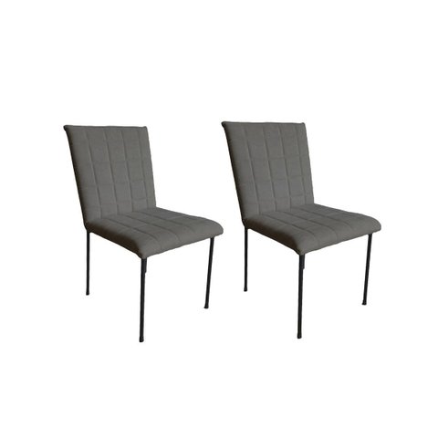 Kit 2 Cadeiras Sala de Jantar Base Aço Preto Gael Jbv Móveis: Cinza