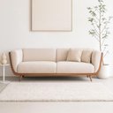Ver imagem 4 de Sofá Salezi 2 Lugares Fixo 200cm Caramelo Courino e Boucle Suave Off White