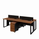 Ver imagem 6 de Mesa Dupla 2,40m P/ 4 Pessoas C/ 2 Gav. e Divisória Nogal F5 Cor:nogal com Preto