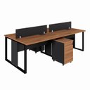 Ver imagem 2 de Mesa Dupla 2,40m P/ 4 Pessoas C/ 2 Gav. e Divisória Nogal F5 Cor:nogal com Preto