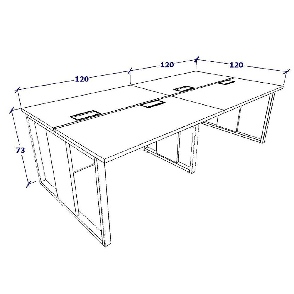 Mesa Dupla 2,40m P/ 4 Pessoas C/ 2 Gav. e Divisória Nogal F5 Cor:nogal com Preto - 4