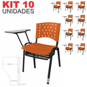 Ver imagem 2 de Cadeira Universitária Plástica Laranja com Porta Livros 10 Unidades - Ultra Móveis