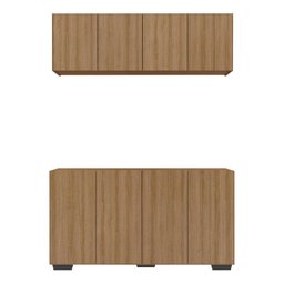 Kit Bar Armário Aéreo e Aparador 4 Portas Multimóveis Mp1087 Rustic/preto - 5