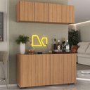 Ver imagem 2 de Kit Bar Armário Aéreo e Aparador 4 Portas Multimóveis Mp1087 Rustic/preto