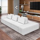 Ver imagem 2 de Sofá Ilha e Puff Sala Living 395cm Siesta M22 Bouclê Branco - Mpozenato