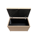 Ver imagem 3 de Puff Baú Estofado Retangular C/ Pistão Á Gás em Linho - Bege Escuro