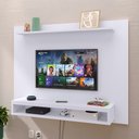 Ver imagem 3 de Painel Suspenso Nairóbi Prateleira Superior Nicho Tv até 48 Polegadas Sala Estar Quarto - Branco