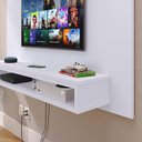 Ver imagem 5 de Painel Suspenso Nairóbi Prateleira Superior Nicho Tv até 48 Polegadas Sala Estar Quarto - Branco