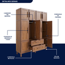 Ver imagem 6 de Guarda-Roupa Casal com Espelho 10 Portas 2 Gavetas Maceió Bege/Ypê