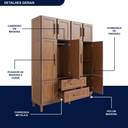 Ver imagem 7 de Guarda-Roupa Casal com Espelho 10 Portas 2 Gavetas Maceió Bege/Ypê