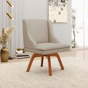 Ver imagem 2 de Kit 6 Cadeiras Decorativas Sala de Jantar Pés Palito de Madeira Firenze PU Bege/Natural G19 - Gran B