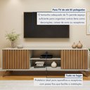 Ver imagem 4 de Rack Ripado para TV até 65 Polegadas MDF 200cm Pés em Madeira Maciça 2 Portas com Deslizantes Manaus Bege