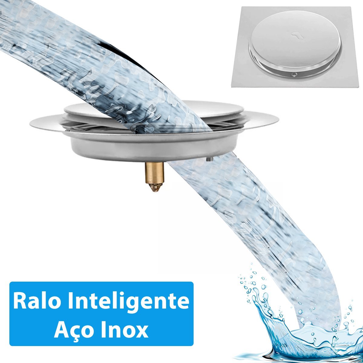 Ralo Premium Inteligente Inox Click Up Quadrado 15x15 - 9