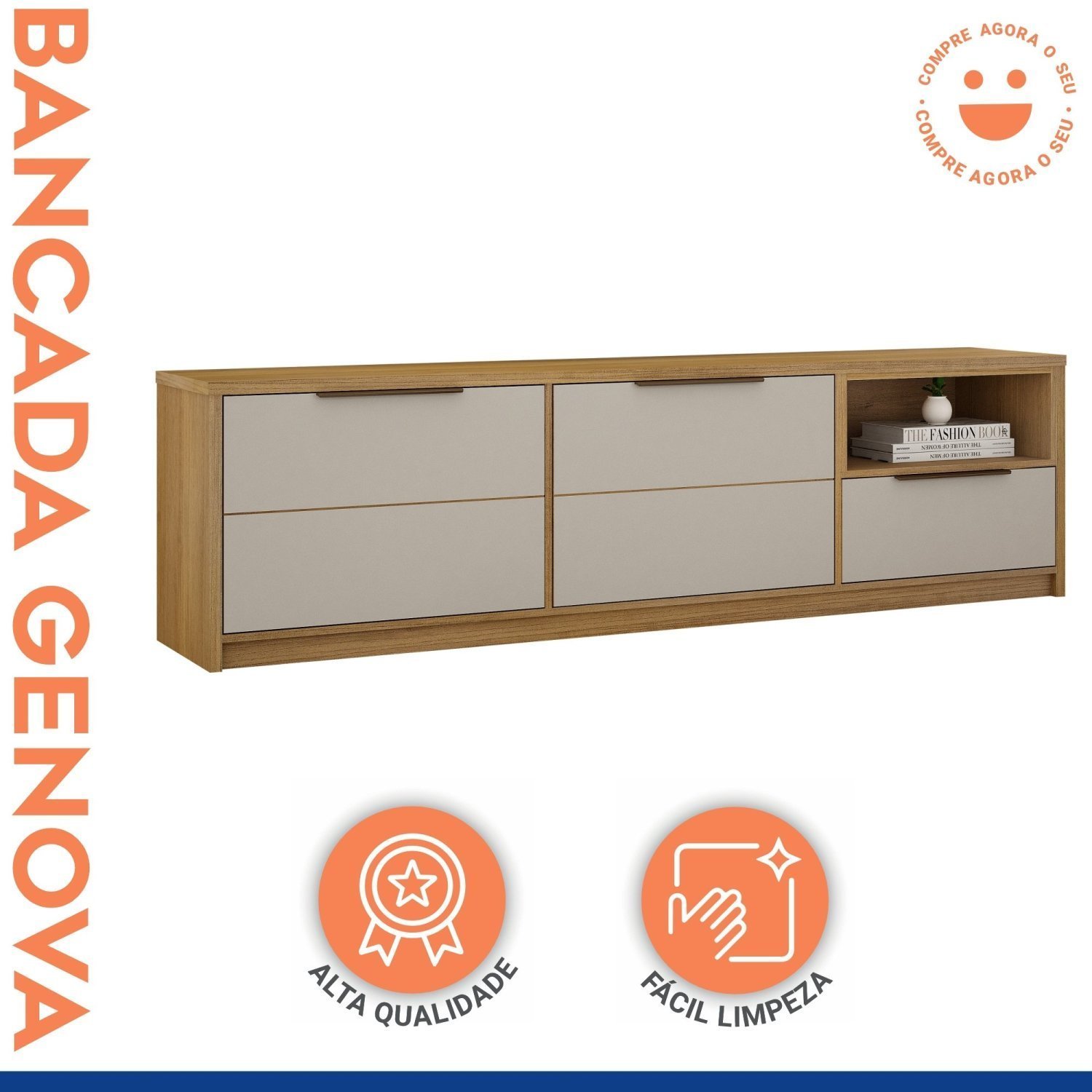 Rack Bancada 180cm 2 Portas 1 Gaveta Genova - 7