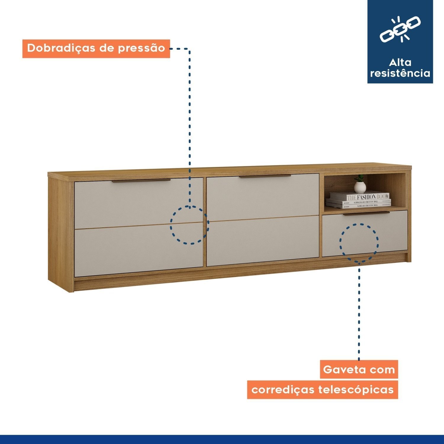 Rack Bancada 180cm 2 Portas 1 Gaveta Genova - 4