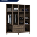 Ver imagem 5 de Guarda-Roupa Casal com Espelho 10 Portas 2 Gavetas Maceió Marrom/Imbuia