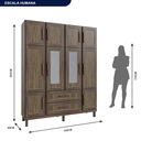 Ver imagem 3 de Guarda-Roupa Casal com Espelho 10 Portas 2 Gavetas Maceió Marrom/Imbuia
