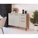 Ver imagem 1 de Balcão para Cozinha 120cm 3 Portas 2 Gavetas Jade Bege/Freijo/Arenas