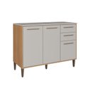 Ver imagem 3 de Balcão para Cozinha 120cm 3 Portas 2 Gavetas Jade Bege/Freijo/Arenas