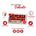 Ver imagem 2 de Kit Acessórios para Banheiro 7 Peças Linha Delicato Cor Bege e Cromado Durín