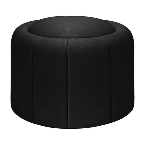 Puff Redondo Orgânico Resistente Flora 45x45 Bouclê - Sofa Store:bouclê Preto