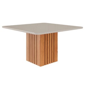 Mesa de Jantar Ana Quadrada 1 Tampo em Mdf 130x130cm Cozinha Moderna Cinamomo/off White - Cimol