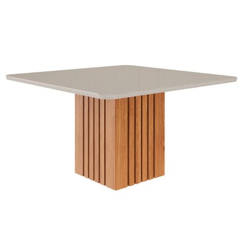 Mesa de Jantar Ana Quadrada 1 Tampo em Mdf 130x130cm Cozinha Moderna Cinamomo/off White - Cimol