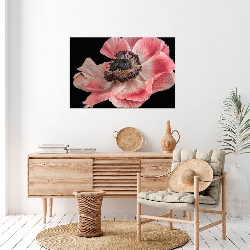 Quadro Decorativo Tela Canvas Flores e Folhas Flor de Anêmona Azul,rosa e Branca - 180x135 Cm - 4