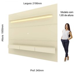 Painel para Tv até 90 Polegadas com Led 1 Prateleira 220cm Royal 100% MDF - 5