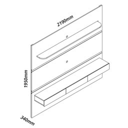 Painel para Tv até 90 Polegadas com Led 1 Prateleira 220cm Royal 100% MDF - 3