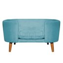 Ver imagem 4 de Cama para Cachorro Pet Sofá Gato Pé Palito Caminha Confortável com Almofada Veludo Azul Turquesa