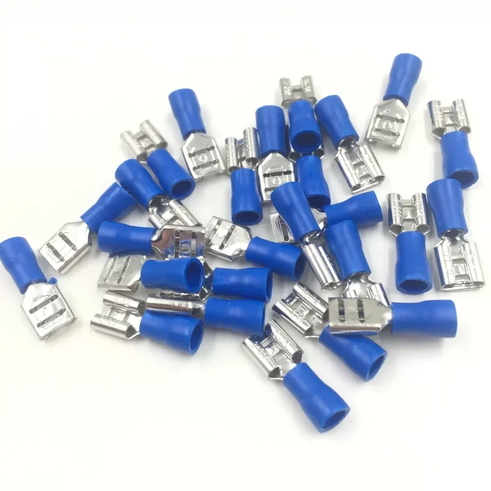 200un Terminal Fêmea Faston Pré-isolado 1,5mm a 2,5mm Azul - 2
