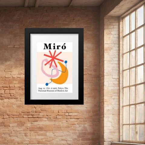 Quadro Arte Poster Miró- 60x48cm:moldura Preta