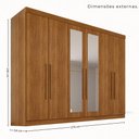 Ver imagem 4 de Guarda-Roupa Casal 100% MDF com Espelhos 6 Portas e 6 Gavetas 274cm Multimóveis Cinamomo