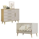 Ver imagem 1 de Berço Americano e Cômoda Infantil Ludmila Off White Bétula - Carolina Baby