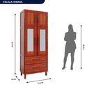 Ver imagem 4 de Guarda-Roupa Solteiro com Espelho 4 Portas 2 Gavetas Teresina Vermelho/Mel