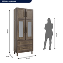 Ver imagem 4 de Guarda-Roupa Solteiro com Espelho 4 Portas 2 Gavetas Teresina Marrom/Imbuia