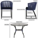 Ver imagem 2 de Mesa com 4 Cadeiras de Jantar Roma 100cm e Noronha em Aluminío Preto Corda Nautica Estofado 12 Trama