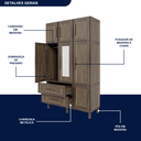 Ver imagem 6 de Guarda-roupa Solteiro com Espelho 7 Portas 2 Gavetas Fortaleza