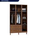 Ver imagem 6 de Guarda-Roupa Solteiro com Espelho 7 Portas 2 Gavetas Fortaleza Bege/Ypê