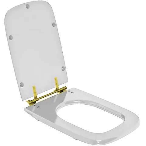 Assento Sanitário Tivoli Branco para vaso Ideal Standard Com Ferragem Dourada