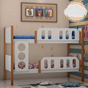 Ver imagem 3 de Beliche Solteiro Ônix com Luminária Nuvem para Quarto Infantil em Madeira Premium - Branco/caramelo