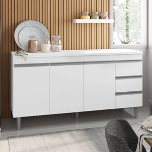 Balcão de Cozinha Gabinete 150cm Andréia sem Tampo Ajl Móveis:branco